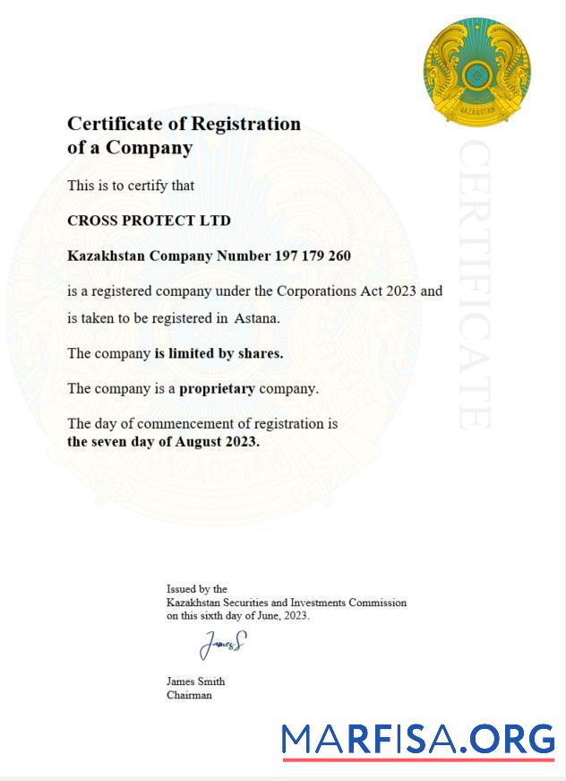 Realistic Kazakhstan certificate of registration Word and PDF template